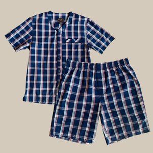 Black Brown 1826 Mens Plaid Pajama Shorts Set